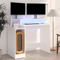 Vidaxl – Bureau gamer avec éclairage LED – Bois d'ingénierie – Dimensions 97x45x90 cm – Résistant à l'humidité et à la chaleur
