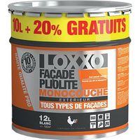 Peinture façade pliolite 12L blanche – Aspect mat – Adhérence exceptionnelle – Résistance aux UV et intempéries – Pour ravalement et décoration – Loxxo