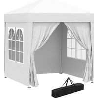 Cenador de Jardín 2x2m con 4 Paredes Laterales Tela Oxford 2 Puertas 2 Ventanas y Bolsa de Transporte Impermeable Blanco