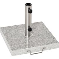 Outsunny – Pied de parasol carré 25 kg en granit gris – Tube acier inoxydable Ø 35/38/48 mm – Poignées et roulettes pour transport facile – 42 x 42 x 36 cm