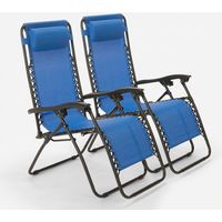 2er Set klappbare Liegestühle Sonnenliegen Strandliegen für Garten und Strand Emily Zero Gravity - Blau
