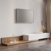 Meuble TV extensible Fero en noyer avec 3 tiroirs (84 à 110 pouces)