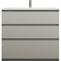 burgbad Lin20 Lavabo bajo para lavabo blanco brillante con mueble