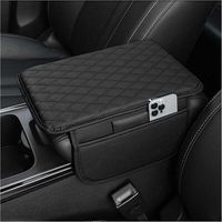pair Rivestimento per console centrale migliorato, bracciolo in microfibra con 2 tasche portaoggetti, accessori interni per la maggior parte dei veicoli (nero)
