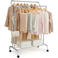Songmics – Portant à vêtements avec roulettes – Double barre en acier – Charge 100 kg – Largeur 103,5 cm – Séchage rapide et accès facile