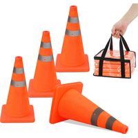 Wolketon Lot de 4 cônes de signalisation pliables 45 cm orange avec bandes réfléchissantes – Cônes de sécurité réutilisables pour voiture, chantier et événement