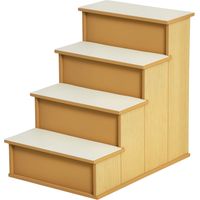 Escalier animaux 4 marches doux adapté chien chat charge 30kg 40x59x54,2cm naturel