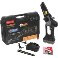 Procraft CCS20, minisierra de podar a batería de 20 V, 152 mm, sin escobillas, edición negra + 1 batería de 4,0 Ah + cargador + maletín