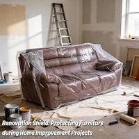 JSSEVN-Furniture Cover Dust-Proof Moving Bag for Sofa & Boxes – Clear, Odorless Plastic –Thick – 4M6M,suitable for L(Tape Not Included)