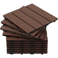 Jiubiaz 33 piastrelle da giardino ad incastro in legno composito WPC 30 x 30 cm, pavimentazione per esterni in stile classico
