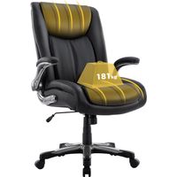 COLAMY Großer Chefsessel – Komfortabler und langlebiger Bürostuhl mit hoher Rückenlehne und klappbaren Armlehnen, die ideale Wahl für stilvolles Arbeiten im Homeoffice, Schwarz
