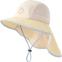 Chapeau Anti UV Bébé, Chapeau Anti UV Enfant, Chapeaux pour Enfants, Casquette Protege Nuque avec Cordon de Serrage, Casquette Enfant Fille Bebe Garçon pour de 3 à 8 Ans