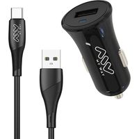 CHARGEUR DE VOITURE USB + Type de câble C 2A 15,6X8X3CM ABS NE