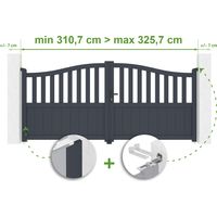 Verstellbares Drehtor Breite 3m MEIJE H.140cm grau Aluminium