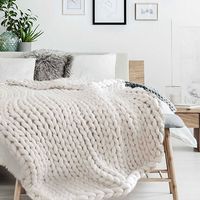 The Home Deco Factory – Plaid en grosse maille beige 120x150 cm – Doux et cosy pour canapé ou lit – Parfait pour hiberner au chaud