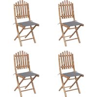 Mobilier à dîner d'extérieur pliable 5 pcs Mobilier de jardin avec coussins bambou