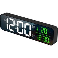LSLJS Digital Clock, Digital Clock Large Display, LED Digital Alarm Clock for Living Room, Rechargeable, Snooze, Date &Temp Display Digital Wall Clock, for Bedroom, Digital Clock on Clearance