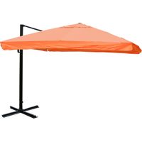 Ombrellone parasole decentrato HHG-329 3x4m alluminio con volante arancione girevole senza base