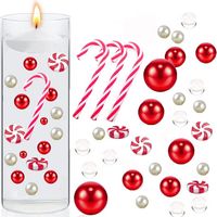 Perle de remplissage de vase de Noel Perles flottantes Perles d'eau pour vases Noel Bonbons flottants Decoration de fete de Noel, Bougies et mugs non inclus