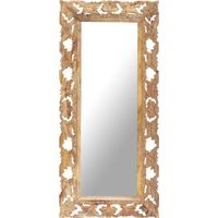 Vidaxl – Miroir sur pied sculpté à la main 110x50 cm – Bois de manguier massif – Finition naturelle – Motif marron unique