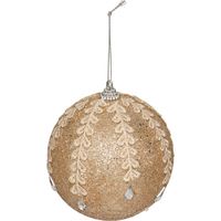 Palla in polistirolo con ricamo d.10cm champagne - Feeric lights & christmas