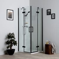 Duschkabine 90X90x195, Schwarz Matte Profilfarbe London
