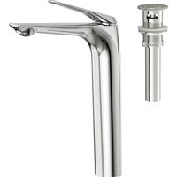EVERSTEIN Waschtischarmatur Hoch Chrom Wasserhahn Bad: Aufsatzwaschbecken Armatur Badezimmer Waschbecken Armaturen Messing inkl. Ablaufgarnitur Hoher Einhebelmischer Waschbeckenarmatur Misch