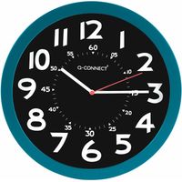 Reloj q-connect de pared plastico oficina redondo 30 cm color azul y esfera color negro