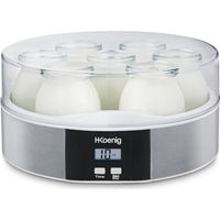 Yaourtière programmable 7 pots 160ml – Préparation yaourts à base de lait entier, écrémé ou végétal – Écran LCD – 15W – Koenig
