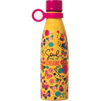Legami - Hot&Cold, Bottiglia Termica 500 ml, Ø 7 cm, Leggera e Resistente, Chiusura Ermetica, Manico in Silicone Removibile, Tema Butterfly, Soul full of Sunshine, Senza BPA e Ftalati