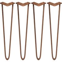 SKISKI LEGS - 4 x Gambe da Tavolo a Forcina, Dischetti Ski-Glide,Viti e Piedini Protezione GRATIS Stile Moderno Retrò in Acciaio Gambe per Tavolini Panche Sedie - 71cm - 2 Rebbi - 12mm - Rame Anticato