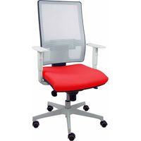 Sedia Horna synchro bianca a rete bali rossa bianca braccioli bianchi base parquet rotelle