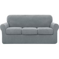 subrtex Copridivano 3 Posti con 3 Copricuscini, Copridivano Elasticizzato Tre Posti a Prova di Graffio Lavabile (3 Posti, Grigio Chiaro)
