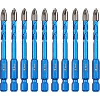 10 Stücke 6mmFliesenbohrer Keramikbohrer Set, Hartmetallbohrer Steinbohrer Bohrer Set für Keramik, Fliesen, Ziegelwand, Marmor