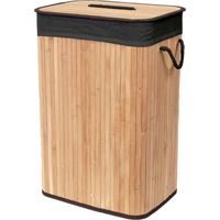 Panier à linge rectangulaire en bambou - COMPACTOR - 40 x 30 x H.60 cm - Bambou et noir