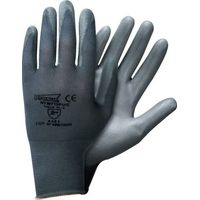 10 Guantes de Nylon Gris T9 Recubiertos de PU