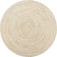 Vidaxl – Tapis shaggy fait à la main en jute et coton – Couleur blanc et naturel – Diamètre 90 cm – Texture douce et durable
