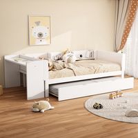 90200cm,lit plat,avec lit lit-lit,bureau,trois étagères sur le côté du lit,blanc