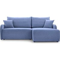 SACHA - Canapé d'angle tissu chiné 4 places Bleu Gauche