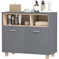 Meuble salle de bain rangement, meuble de rangement style moderne avec compartiments ouverts et portes doubles