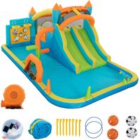 UEV 9 en 1 Château Gonflable pour Enfants XXL, avec Souffleur 580W, Zone de Saut, Toboggan, pour Max 3 Enfants de 3-10 Ans, Jusqu'à 135kg, 515 x 320 x 216 cm