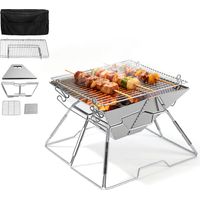 Wolketon Faltbarer Lagerfeuer-Grill Mobiler Tragbarer Holzkohlegrill 304 Edelstahl für das Kochen im Freien