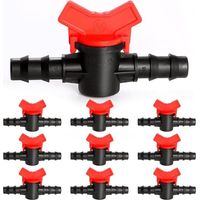 10 Pices 16mm Vanne Commutation d\'Irrigation, Irrigation Pipe Valve Switch, Robinet Jardin en Plastique PE, Robinet Barbel Double Mle, pour L\'irrigation des Pelouses de Jardin