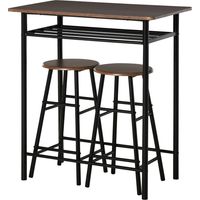 Ensemble table et chaises de bar, 3 pièces : table à manger avec 2 tabourets de bar, table et chaises de cuisine, table haute et tabourets de bar avec étagère de rangement, métal, 80 x 50 x 90 cm, noi