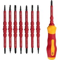 Set of 7 Insulated 500V Electrician Screwdrivers with Tester Screwdriver, Insulated Screwdriver with Handle, Replaceable Magnetic Insulated Screwdriver, Repair Tool Kit