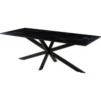 Table à manger 180x100 marbre noir / pied central en fer noir BARCELONA 411