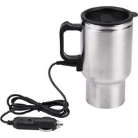 12v 450ml Auto Verwarming Kop Elektrische Slimme Verwarmde Koffiekop, Reismokken Drinken Waterkoker Fles Snel Kokend Water Verwarming (zwart en Zilver)