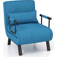 Costway – Fauteuil convertible 4-en-1 – Dossier réglable 6 positions – Tissu en lin et éponge – Idéal pour bureau, salon, chambre
