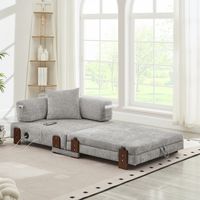 AMXCNOY 2-in-1 Folding Sofa with Sleep Function & USB & Type C Port & Storage,Compact Sofa Bed with Armrests for Small Spaces ,Guest Room & Loft - Light Grey