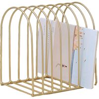 Gold Metal Wire File Folder Organizer Rack Vertical File Organizer for Desk Binder Holder File Sorter Stand